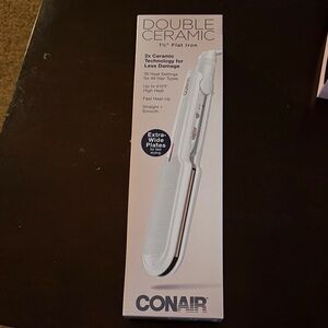Conair Double Ceramic 1.5" Flat Iron - White